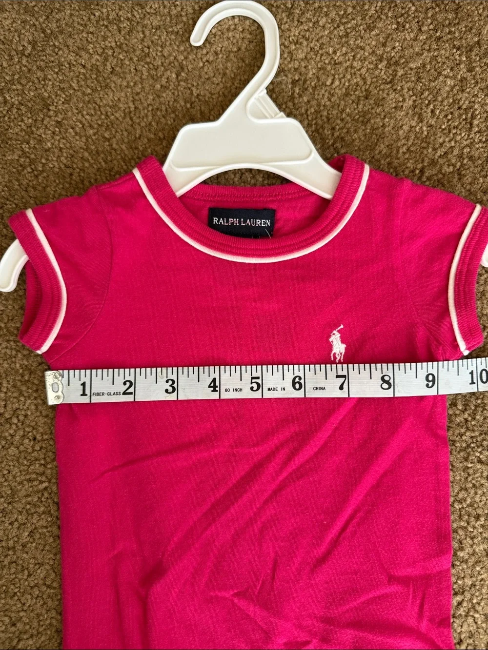 NWT. Ralph Lauren Hot Pink Infant Polo Bodysuit with White Trim